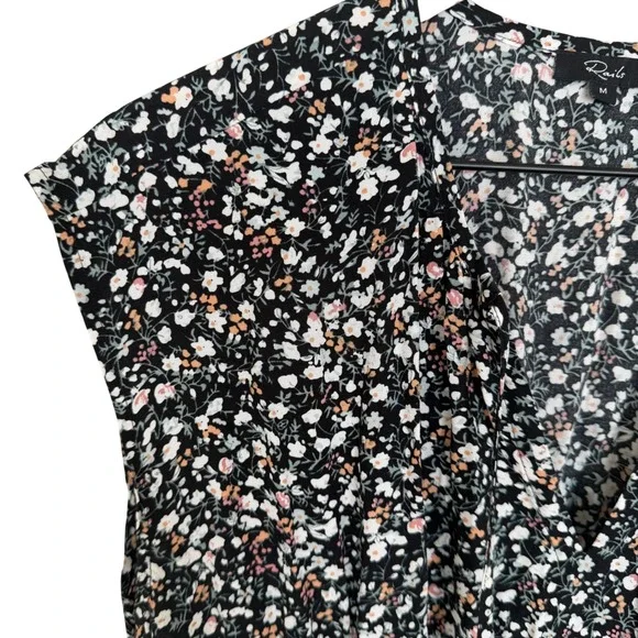 Rails Ashlyn Smocked Waist Ditsy Floral Midi Dress M Ivy Black/White Floral NEW - Picture 10 of 11